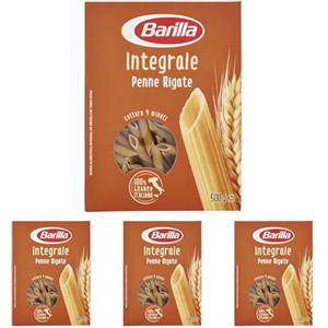 Barilla Pasta Penne Rigate Integrali, Pasta Corta di Semola Integrale di Grano Duro - 500 g (Confezione da 4)