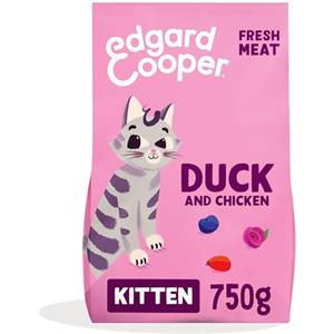 Edgard Cooper Crocchette Gatti, per gattini, (Anatra/Pollo Fresco, 750g), croccantini gatto sterilizzati o attivo, carne fresca e ingredienti naturali, senza cereali, senza zuccheri aggiunti