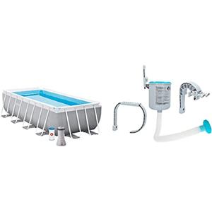 Intex 26792NP Piscina Fuori Terra Rettangolare 26778-488 x 244 x 107 Centimeters & Skimmer Di Superficie Per Montaggio A Parete, 20.96 x 24.13 x 33.02 Cm