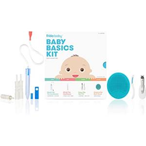 Frida Baby Kit di base: kit essenziale per bambini, include aspiratore nasale NoseFrida Snotsucker, lime per unghie NailFrida, sollievo dal gas Windi, spazzola da bagno DermaFrida + custodia in