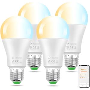 DUSKTEC Lampadine LED E27 Smart, Compatibile Alexa, Lampadina Inteligente Bluetooth 12W 1300LM 120W Equivalente, Dimmerabile 2700K-6000K Luce Bianco Caldo Fredda, App Controllato, 4 Pezzis