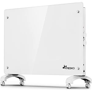 TRESKO Stufa Elettrica Basso Consumo Bianco 1500W | Stufa Elettrica basso consumo | Termoconvettore con Rotelle | Termosifone Elettrico Portatile | Termoconvettore a Parete con Termostato per Casa