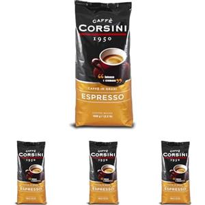 CAFFÈ CORSINI 1950 Caffè Corsini in Grani Espresso, 1kg, Selezione di chicchi di caffè per una miscela dal gusto intenso e cremoso (Confezione da 4)