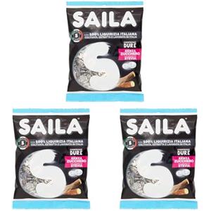 Saila - Compresse alla Liquirizia, Caramelle Senza Zucchero, con Estratto di Stevia - 75 gr (Confezione da 3)