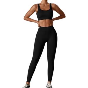 SHEKINI Completo Palestra Donna Set di Abbigliamento Yoga Reggiseno Sportivo+Leggings 2 Pezzi Sportiva Top Corto Fitness Activewear