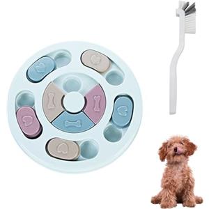 NYGGTYK 1 ciotola per animali domestici, 1 spazzola per gomiti, Pet Food Box, Dog Educational Toy, Pet Educational Slow Feeding Plate, adatto per cani e gatti (blu)