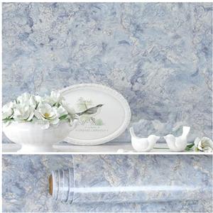VEELIKE Carta Adesiva Marmo Blu Beige Carta da Parati Effetto Marmo Blu Crema Pellicola Adesiva Impermeabile Pellicola Autoadesiva per Cucina Paraschizzi Adesivo Muro Bagno Camera da Letto 40cm×300cm