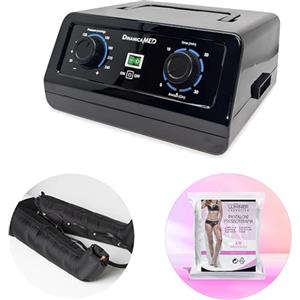 Dinamicamed ® Premium 4.0 Pressoterapia Linfodrenaggio Professionale Manuale Compact, Pressoterapia per Casa, Massaggio con 4 Camere d'Aria 2 Gambali e 5 Pantaloni Polietilene