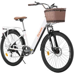 Antgooat Bicicletta elettrica Cityrun Ebike Bicicletta elettrica a pedalata assistita 26 Bicicletta da donna 36V*10Ah Bicicletta unisex (White)