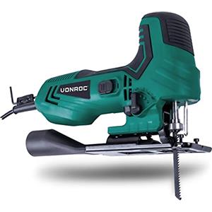 VONROC Seghetto alternativo 550W.Angolo di taglio regolabile da -45° a 45°. Include lama, guida parallela, chiave a brugola, attacco aspirapolvere e sacca portautensili