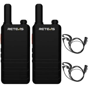 Retevis RT622P Walkie Talkie Leggero, PMR446 Radio Walkie Talkie Ricaricabile USB C, 1620mAh, VOX Radio Vivavoce Portatile a 2 Vie con Auricolare per la Famiglia, Vendita al Dettaglio (2 Pezzi, Nero)