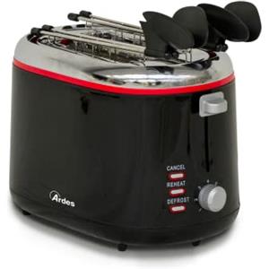 ARDES - AR1T25 Tostapane Con Pinze Per Toast Farciti 3 Funzioni Cottura E Timer Con Pinze Estraibili In Acciaio Inox Raccogli Briciole Removibile E Avvolgicavo Nero