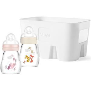 MAM Feel Good Combi - Set di 2 biberon in vetro (170 ml), con tettarella, misura 1 e cestino per bottiglie, set regalo per bambini, dalla nascita, scoiattolo/volpe