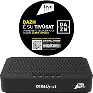 DIGIQUEST Decoder tivùsat Q30 | Ricevitore satellitare HD tivùsat con funzione Videoregistratore e Timeshift| Abilitato DAZN 1 e 2 | Smartcard tivùsat inclusa | Telecomando 2 in 1 | Colore: Nero