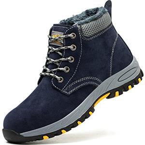 SROTER Uomo Donna Scarpe da Lavoro Antinfortunistiche con Punta in Acciaio Scarpe Sportive di Sicurezza Impermeabili Stivali da Neve Inverno Scarpe da Trekking Stivaletti Blu 47 EU