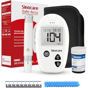 Sinocare Safe-Accu Misuratore Glicemia, Diabete Test Kit Glucosio Nel Sangue con 25 Strisce Reattive e 25 Lancette in mg/dL