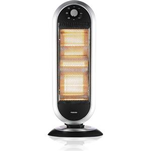 Ma Maison Stufa Alogena Oscillante 400-800-1200 W a Basso Consumo Energetico 3 Livelli di Potenza con Oscillazione + Spegnimento Automatico - Silenzioso Veloce e Potente (Argento)