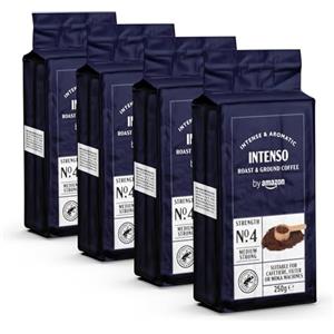 by Amazon Caffè Intenso macinato, Tostatura media, 1 kg (4 confezioni da 250 g) - Certificato Rainforest Alliance