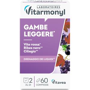 Vitarmonyl Vitavea Gambe Leggere - Integratore Drenante con Vite Rossa, Ribes Nero e Ciliegio - 60 Compresse