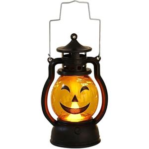 EKKONG Luci di Zucca a LED, Lanterna Zucca Halloween, Lanterne Halloween di Zucca con Candela a LED, Luce Portatile a LED per Zucche, Decorazioni Halloween Esterno, Interno, Giardino (A)