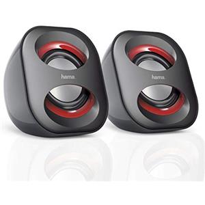 Hama Casse Sonic Mobil 183 per Notebook, RMS 2x1.6W, Connessione USB, Nero/Rosso