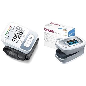 Beurer BC 28 Misuratore di Pressione da Polso con 120 Posizioni di Memoria e Rilevazione Aritmie & PO 30 Saturimetro per il Monitoraggio della Saturazione di Ossigeno nel Sangue