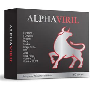 ALPHAVIRIL - Testosterone Uomo - Con L-Arginina, L-Citrullina, Ginseng, Maca, L-Taurina, Ginkgo Biloba, Pino, Zinco, Vitamine B, D ed E