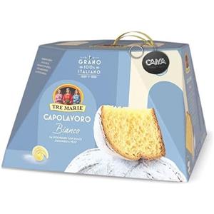 CAIYA Tre Marie, Panettone Capolavoro Bianco Grano 100% Italiano, 800 g con Portachiavi - New Restyling 2022