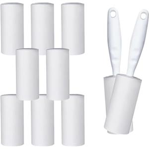ACONDE Spazzola Adesiva Levapelucchi 10 Rotoli da 60 Fogli Ciascuno + 2 Dispenser, Rullo Togli Animali, per Divano, Letto, di Animali Domestici e Moquette