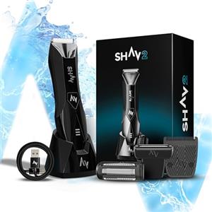 SHAV 2™ CutFree - Rasoio intimo da uomo, impermeabile, con lama in ceramica intercambiabile, per capelli intimi e corpo