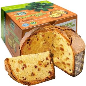 Italian Green Bakery Dolce di Natale Vegano Classico, 750 gr, Panettone Senza Lattosio, Panettone Senza Burro e Senza Uova, con Uvetta e Canditi, Dolce Vegan Artigianale con Lievito Madre, Made in Italy - Vegan With Love