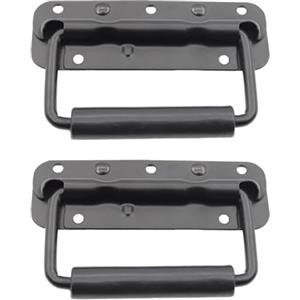 ORTAVA 2 maniglie pieghevoli, a molla, in acciaio inox laminato a freddo, per cassetta degli attrezzi, maniglia per valigia, colore nero per porta degli attrezzi (140 mm)