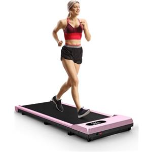 HOMEFITNESSCODE Tapis roulant salvaspazio, 1-8km/h, 2.5HP, Schermo LCD ad alta definizione, 2 metodi di controllo, Walking pad mini, Carico massimo di 120 kg, Tapis roulant elettrico (Rosa)