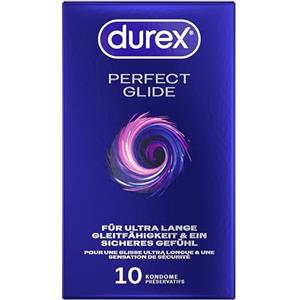 Durex Perfect Glide, preservativi extra umidi e spessi, confezione da 10