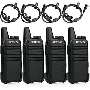 Retevis RT622 Walkie Talkie, PMR446 Licenza-libera, Mini Ricetrasmittente Professionale, VOX, Portatile Walkie Talkie Ricaricabili con Auricolare per Scuola, Ristoranti (Nero, 2 Paia)