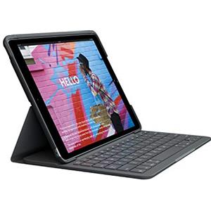 Logitech Slim Folio per iPad (7ª, 8ª e 9ª generazione) Custodia con tastiera wireless integrata, Layout Italiano QWERTY - Grafite