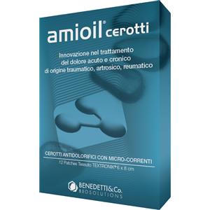 Amioil Cerotti Antidolorifici 12 Pezzi - Micro-Correnti per Dolore Acuto e Cronico