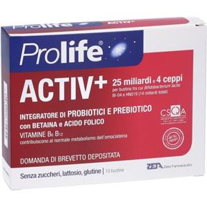 ZETA FARMACEUTICI SpA Prolife Activ - Integratore di Probiotici e Prebiotici, 10 Bustine, con Bifidobatteri e FOS, per Flora Intestinale e Sistema Immunitario, Consigliato dai 50 Anni