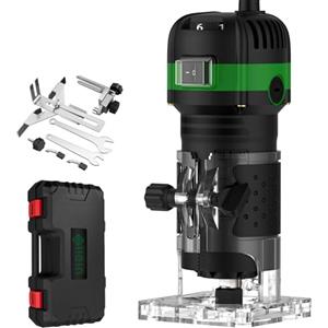 JiGiU Fresatrice Verticale 6,35 mm(1/4 di pollice)28000 G/min,Corpo Isolante Rifilatrice Elettrica 800W Scanalatura Facile Professionale Utensili Legno-Regolazione della Velocità