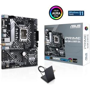 ASUS PRIME H610M-A WIFI D4, Scheda Madre Intel Micro ATX, DDR4 LGA 1700, PCIe 4.0, SATA 6Gbps, 2 slot M.2, WIFI 5, Ethernet 1Gb, DisplayPort, HDMI, USB 3.2 Gen 2 e Type-C, Aura Sync, Nera
