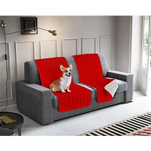 Italian Bed Linen ELEGANT Fascia Copridivano, in microfibra, Rosso/Grigio Chiaro, 60 x 190 cm