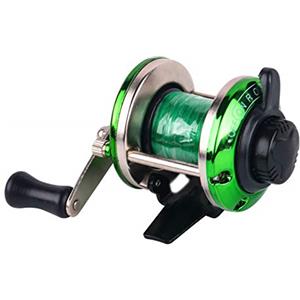 Clenp Mulinello da Pesca, Mini Pesca A Traina Invernale Mulinello da Pesca sul Ghiaccio Potente E Liscio Spinning Wheel Strumento da Pesca con Filo Verde Taglia Unica
