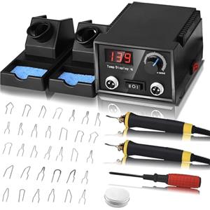 Trsaow Pirografo Professionale Kit,Pirografo per Legno Stufa a legna LCD da 60 W Con display digitale 2 Penne e 33 Punti Solidi 0-750°C per Legno, Pelle, Zucca