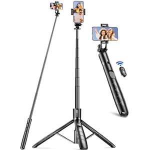 SelfieShow 179cm Treppiede per Cellulare, Selfie Stick Treppiede Estensibile in Alluminio con Telecomando Staccabile, Bastone Selfie Rotazione di 360° Compatibile con iPhone Samsung Smartphones, Gopro, Camera