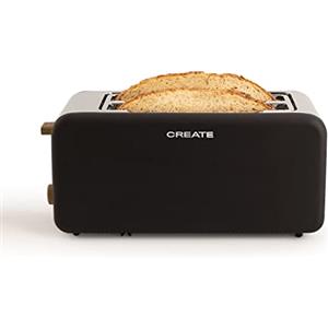 CREATE/TOAST RETRO XL/Tostapane per fette larghe nere / 1500 W, vassoio raccolte, termostato, 6 livelli di potenza