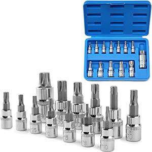 Profiwoab Set di 13 chiavi a bussola Torx T50, T8-T70, per uso manuale, con custodia