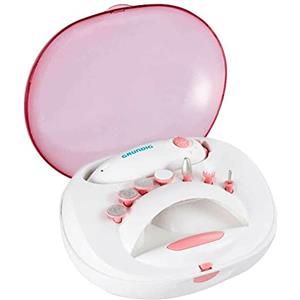 Bakaji Set Fresa Lima Elettrica a Batteria per Manicure e Pedicure 2 Velocità con Asciuga Smalto Unghie Elettrico e 9 Accessori Testine Lime Mani e Piedi Alimentazione a Batteria Ricaricabile