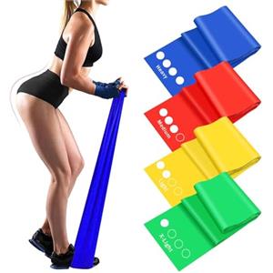 Haquno [4 Pezzi] Elastici Fitness,1.8M Banda Elastica Fasce Resistenza,4 Livelli di Resistenza, Fasce Elastiche Fitness per Donne o Uomini,Ideale per, Yoga, Pilates, Allenamento di Forza