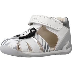 Geox B Each Girl A, Primi Passi Bimba 0-24, Bianco/Argento (White/Silver), 18 EU