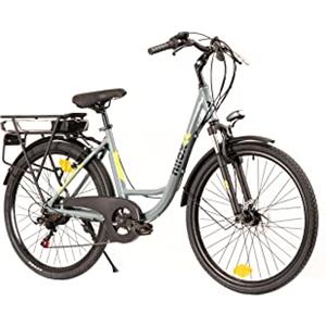 Nilox, E-Bike X7 f, Trekking Bike con Pedalata Assistita, 80 km di Autonomia, Fino a 25 km/h, Motore Bafang 36 V 250 W, Batteria al Litio LG da 36 V- 12.8 Ah, Copertoni Semi Tassellati 26